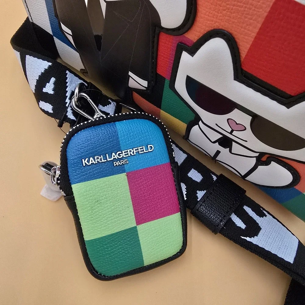 Karl Lagerfeld Paris Colorful Check NWT Maybelle Duo Satchel Crossbody Bag Purse